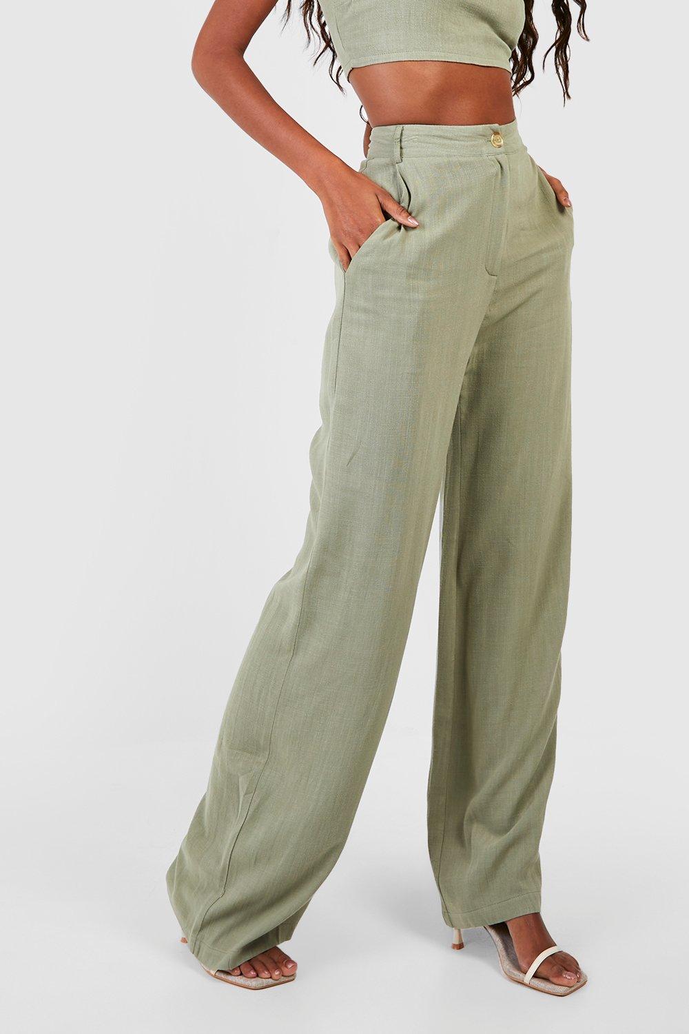 Boohoo hot sale linen trousers